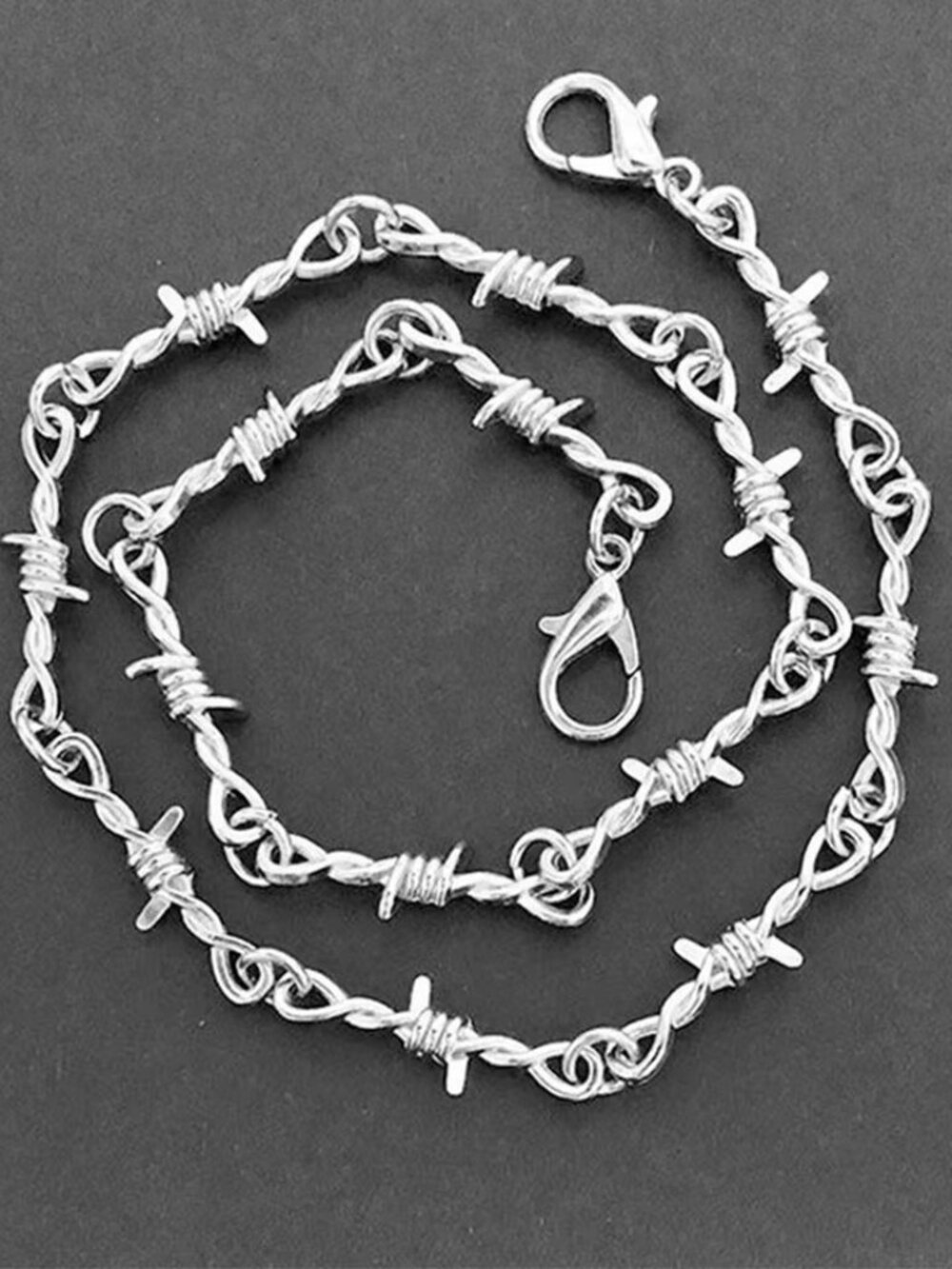 Barbed Wire Chain Necklace Gothic Punk Rock Grunge Mens Womens Statement Jewelry